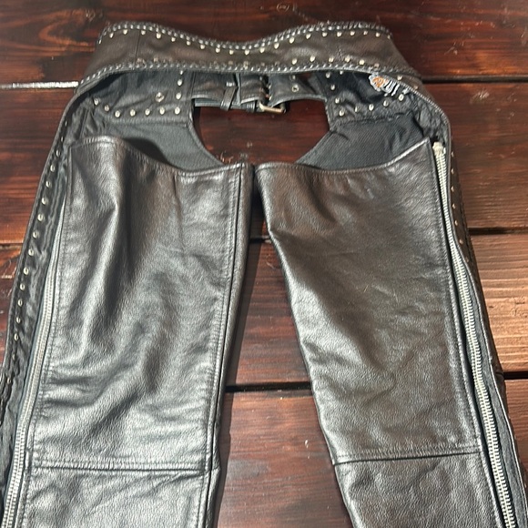 Sleek Black Leather Chaps with Studded Details - Picture 9 of 16